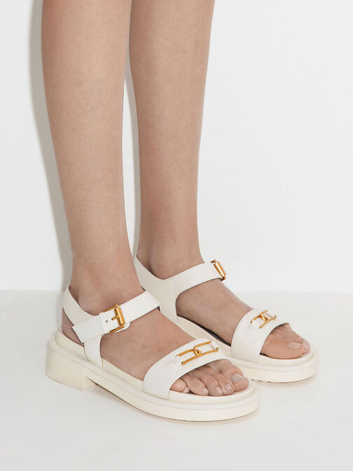 Gabine Leather Sandals, Chalk, hi-res