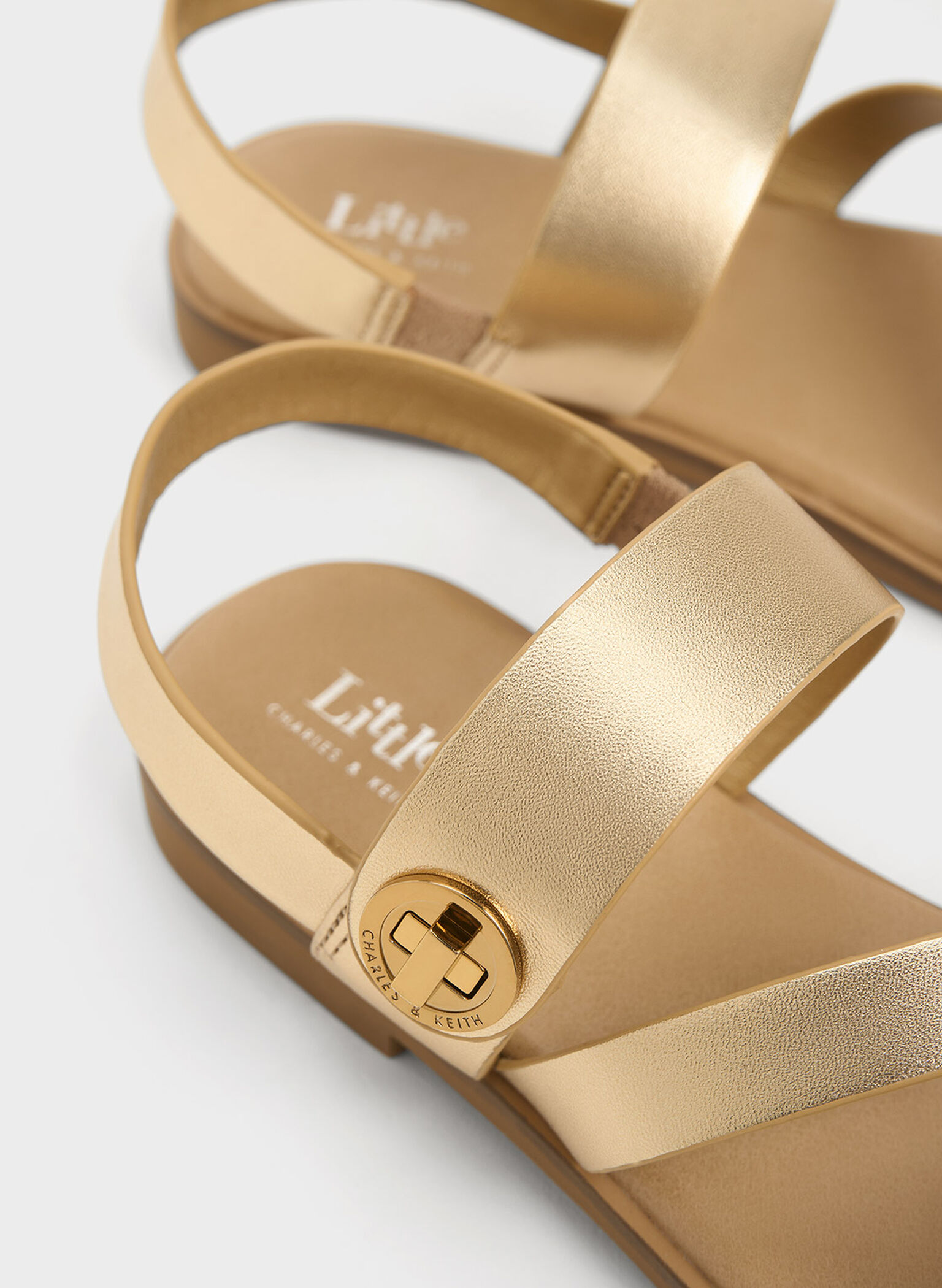 Yara Girls' Metallic Buckle Sandals, Gold2, hi-res