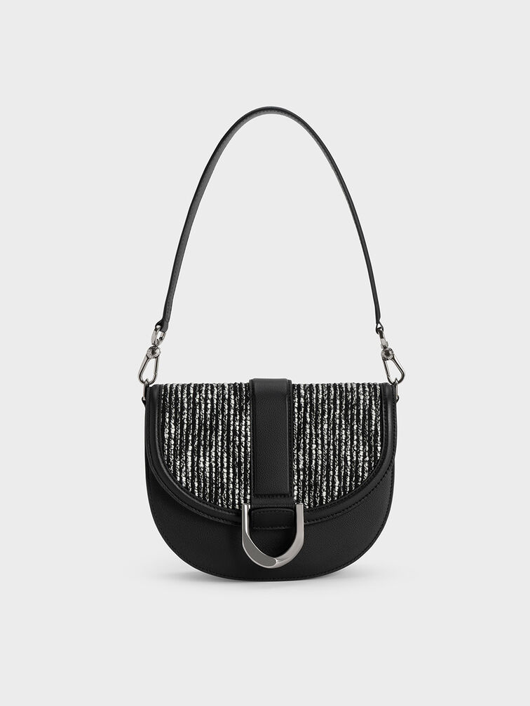 Gabine Leather & Tweed Saddle Bag, Multi, hi-res