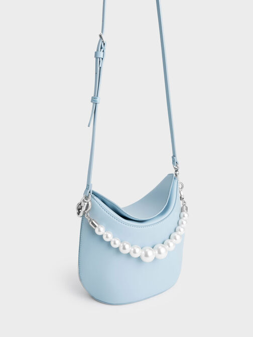 珍珠鍊水桶包, 淺藍色, hi-res