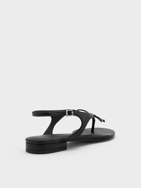 Bow Slingback Thong Sandals, Black, hi-res