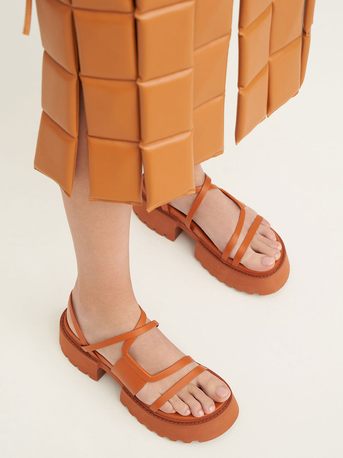 Nadine Strappy Platform Sandals, Orange, hi-res