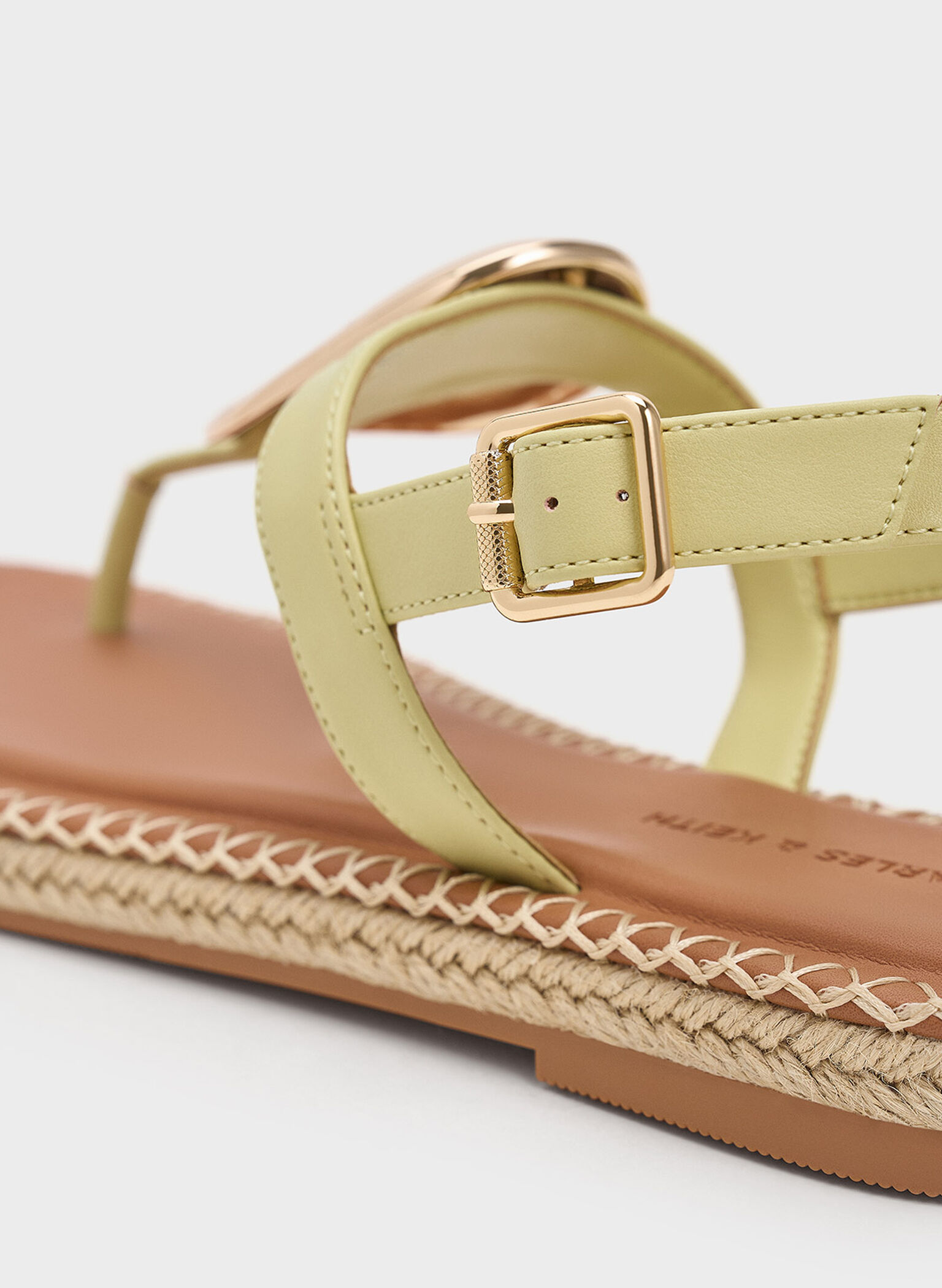 Metallic Oval Espadrille Sandals, Lime, hi-res
