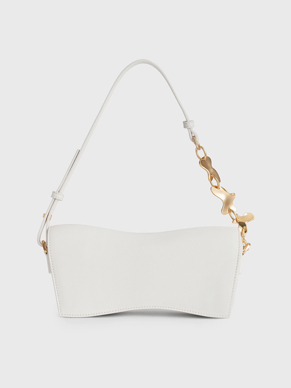 Verity Embellished Handle Sculptural Bag, White, hi-res