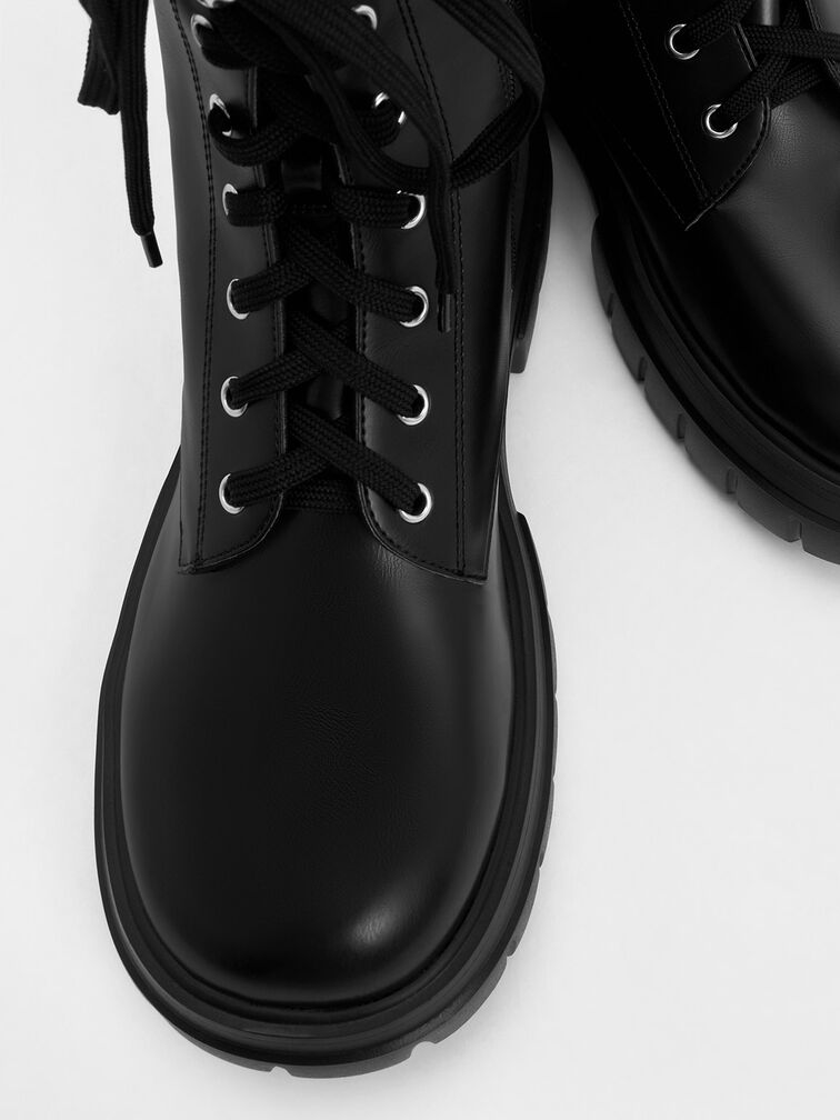 Black Lace-Up Ankle Boots - CHARLES & KEITH US