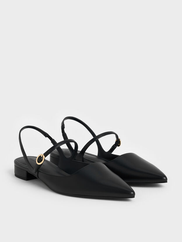Zapatos planos Mary Jane con tira trasera, Negro, hi-res