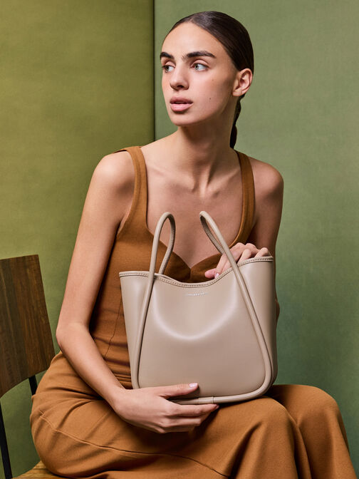 Mini Lyla Tubular Tote Bag, Taupe, hi-res