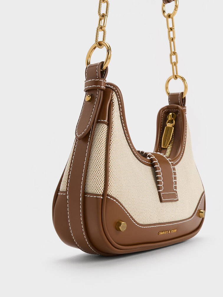 Chocolate Winslet Canvas Belted Hobo Bag, CHARLES & KEITH in 2023