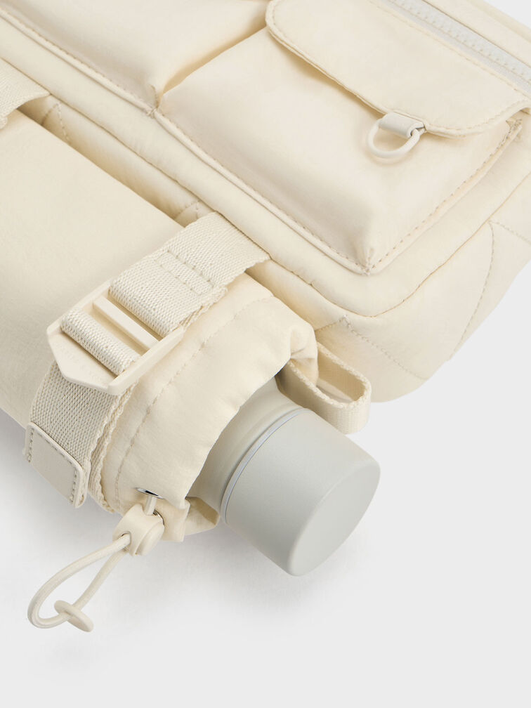 Cream Soleil Nylon Multi-Pocket Crossbody Bag - CHARLES & KEITH SG