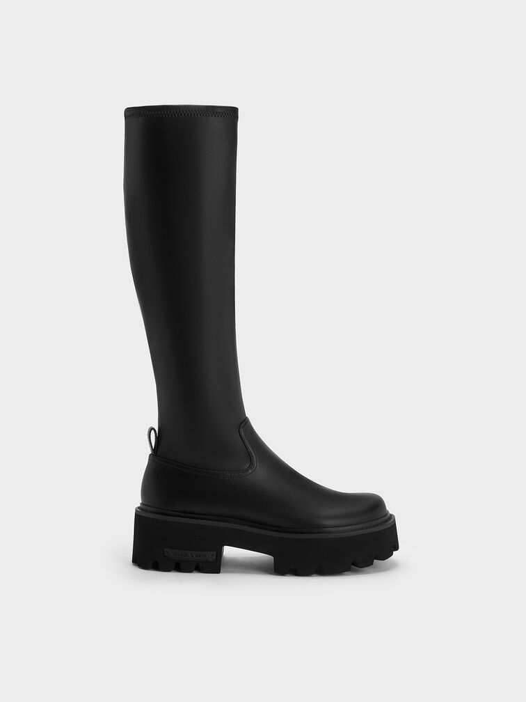 Black Imogen Chunky Platform Knee-High Boots - CHARLES & KEITH MX