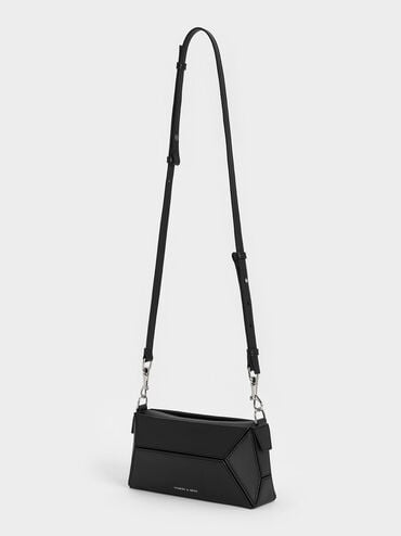 Nasrin Geometric Chain-Handle Shoulder Bag, Noir, hi-res