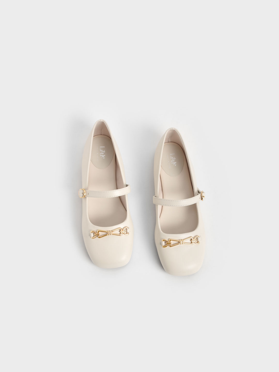 Girls' Metallic Accent Mary Janes, Chalk, hi-res