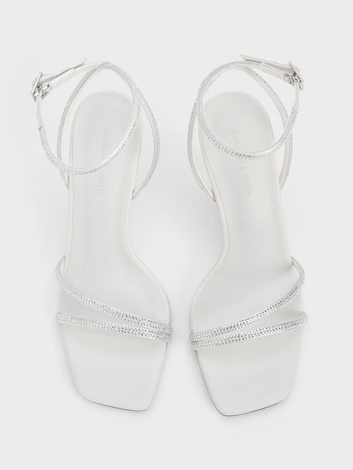 水晶帶繞踝細跟鞋, 白色, hi-res