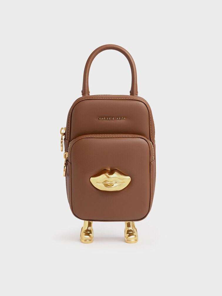 Calliope Double Pocket Crossbody Bag, Chocolate, hi-res