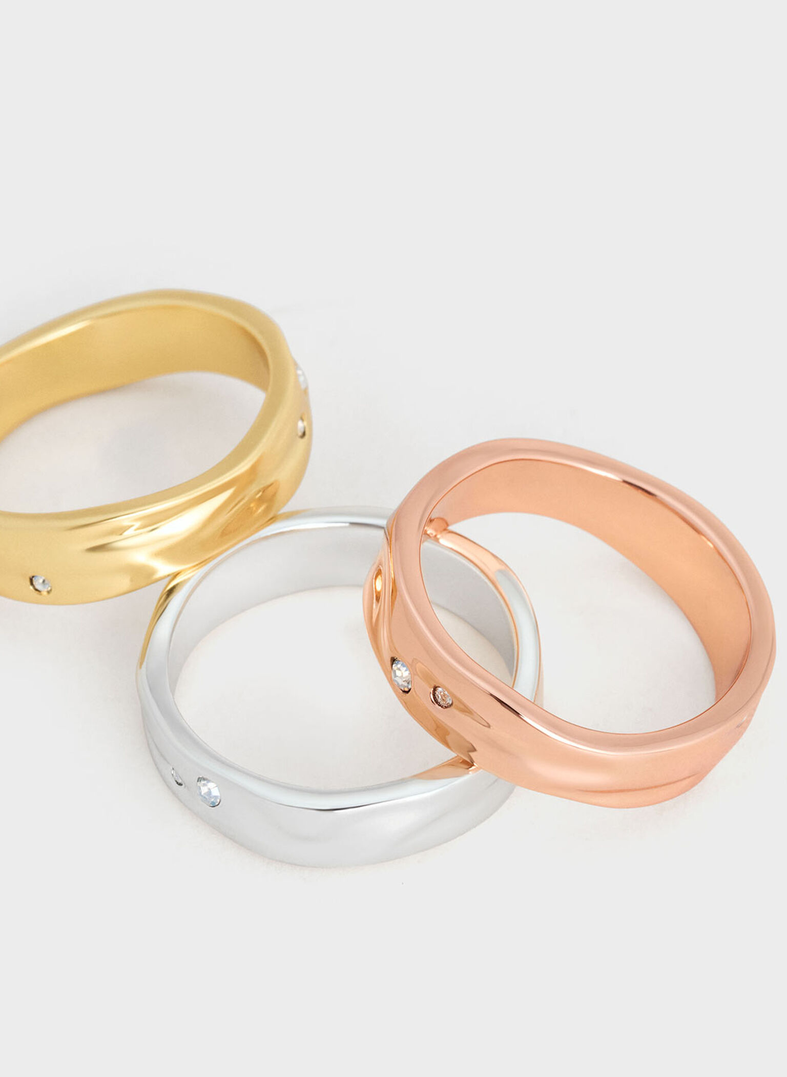Ottilie Crystal Sculptural Ring, Brush Gold, hi-res