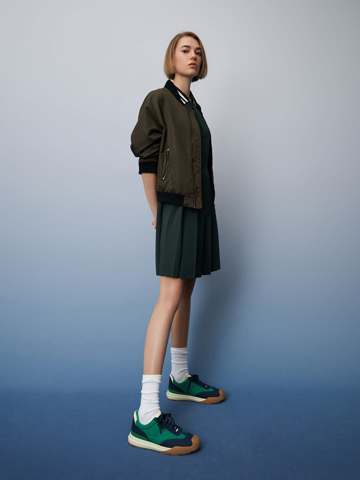 Zapatillas bajas de microfibra y nailon, Green, hi-res