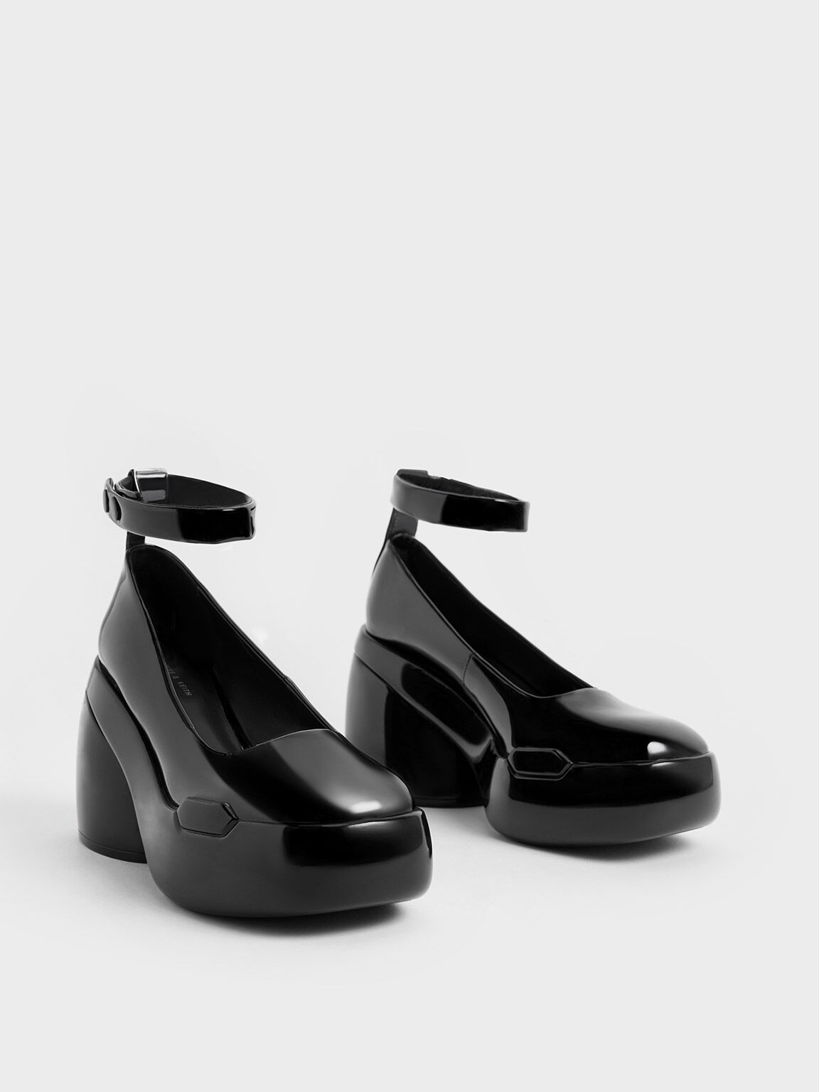 Lula Patent Chunky Heel Pumps, Black, hi-res