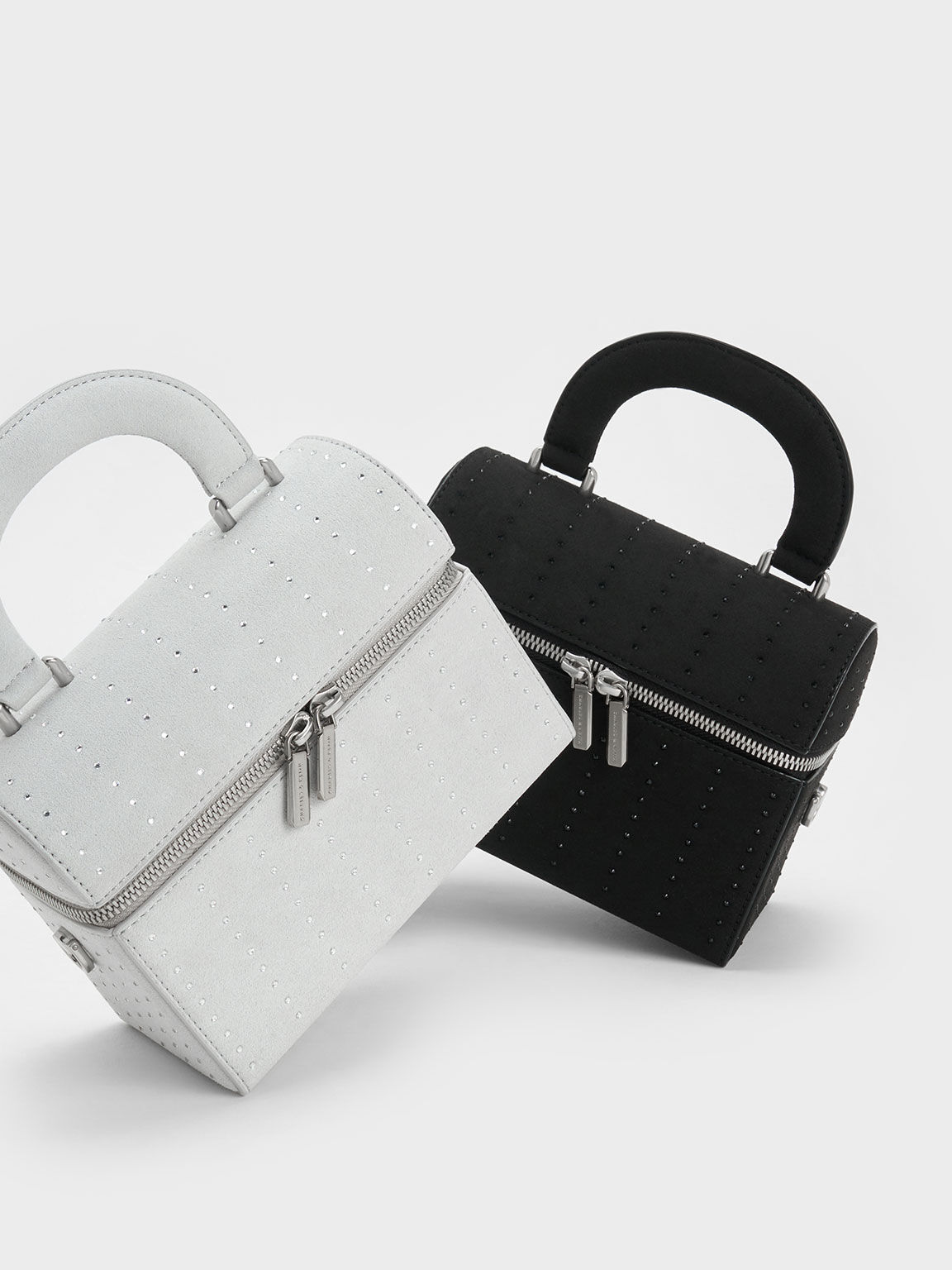 Padded Handle Textured Crossbody Bag, Silver, hi-res