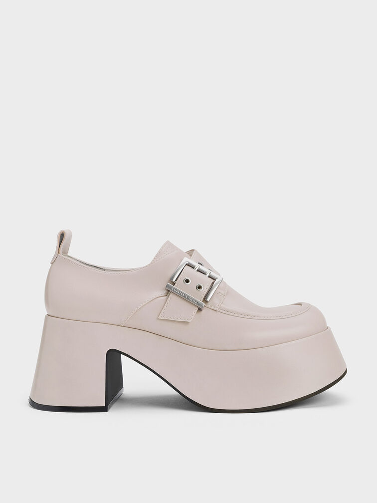 Rubina Buckled Chunky Loafers, Light Grey, hi-res