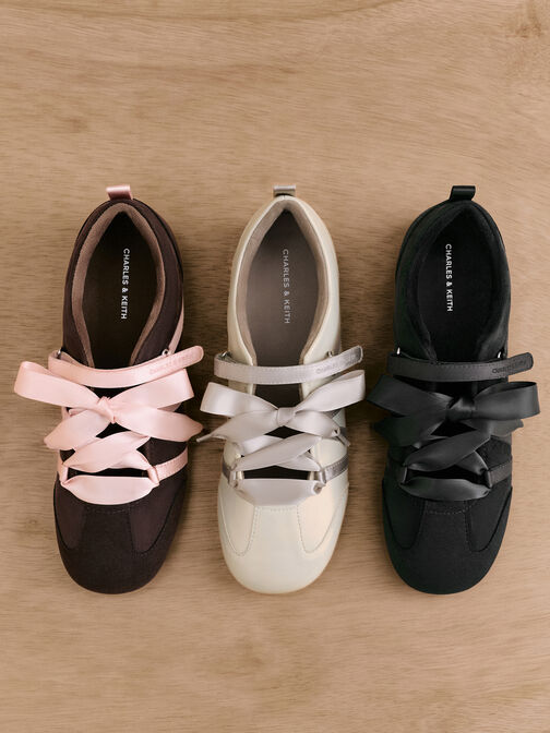 Silko Pearlescent Satin-Lace Ballet Sneakers, Chalk, hi-res