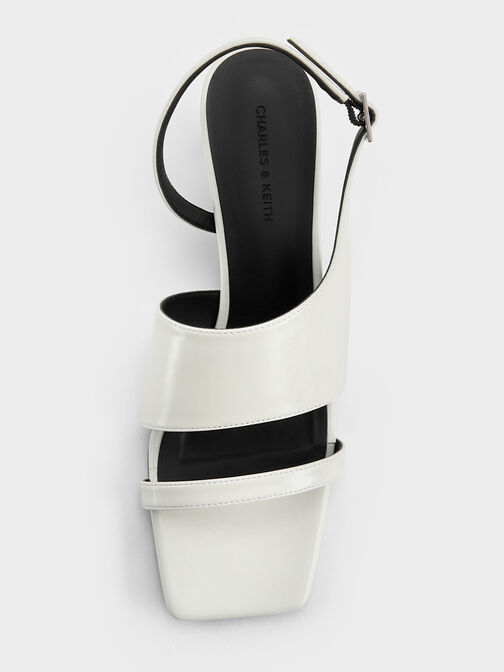 Slant-Heel Slingback Sandals, White, hi-res