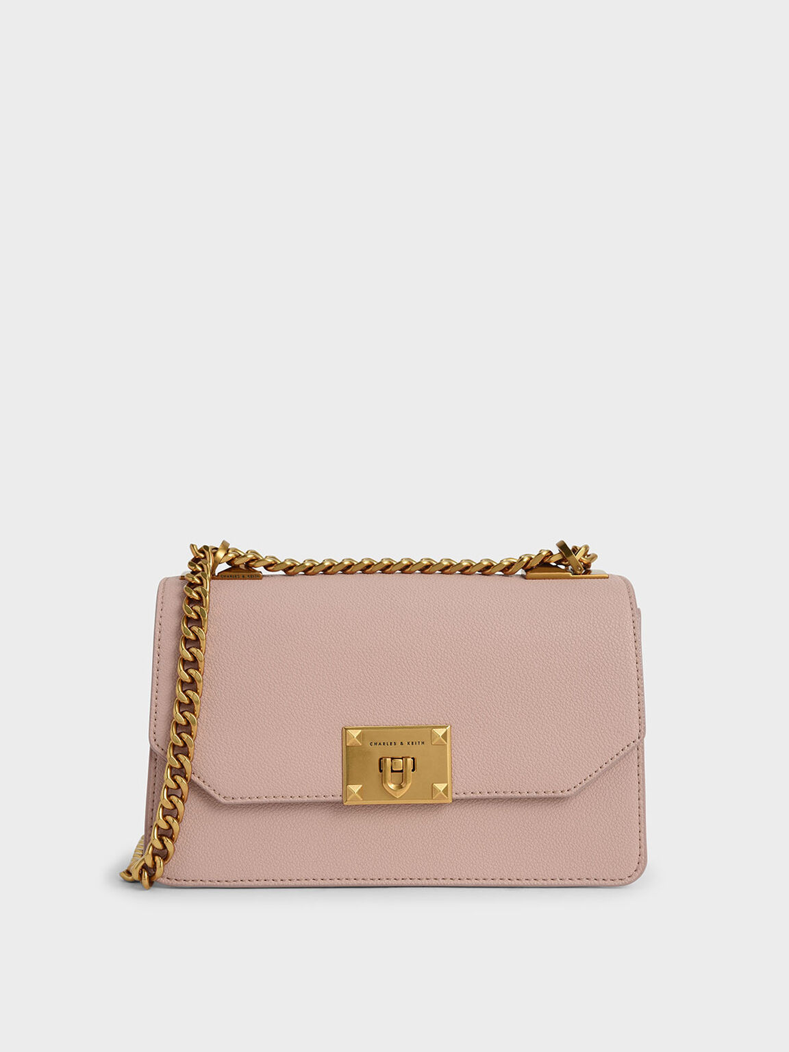 Pink Metallic PushLock Crossbody Bag CHARLES & KEITH International