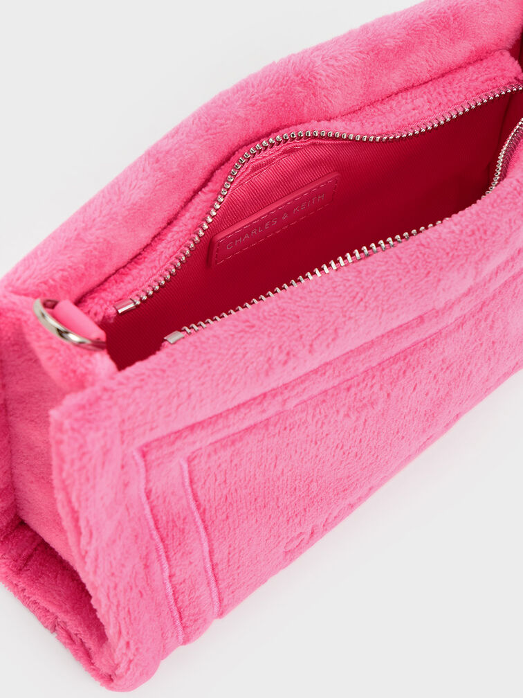 Pink Loey Textured Shoulder Bag - CHARLES & KEITH SG