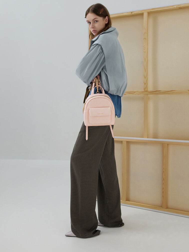 Alva Quilted Front-Pocket Backpack, Soft Pink, hi-res