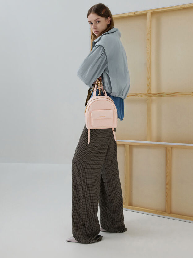Alva Quilted Front-Pocket Backpack, Soft Pink, hi-res