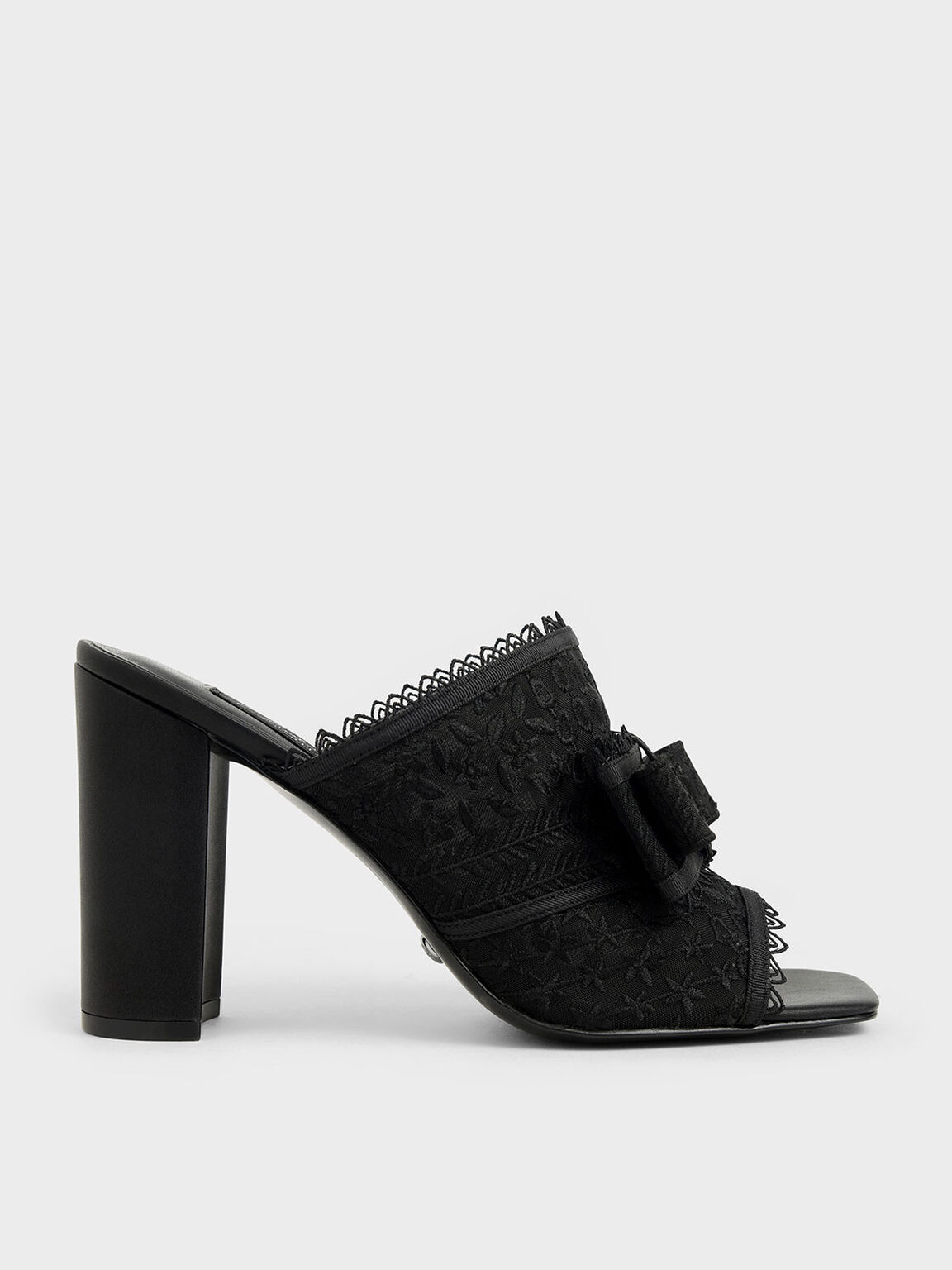 Floral Embroidered Mesh Mules