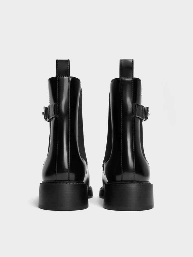 Lando Metallic-Buckle Chelsea Boots, Black Box, hi-res