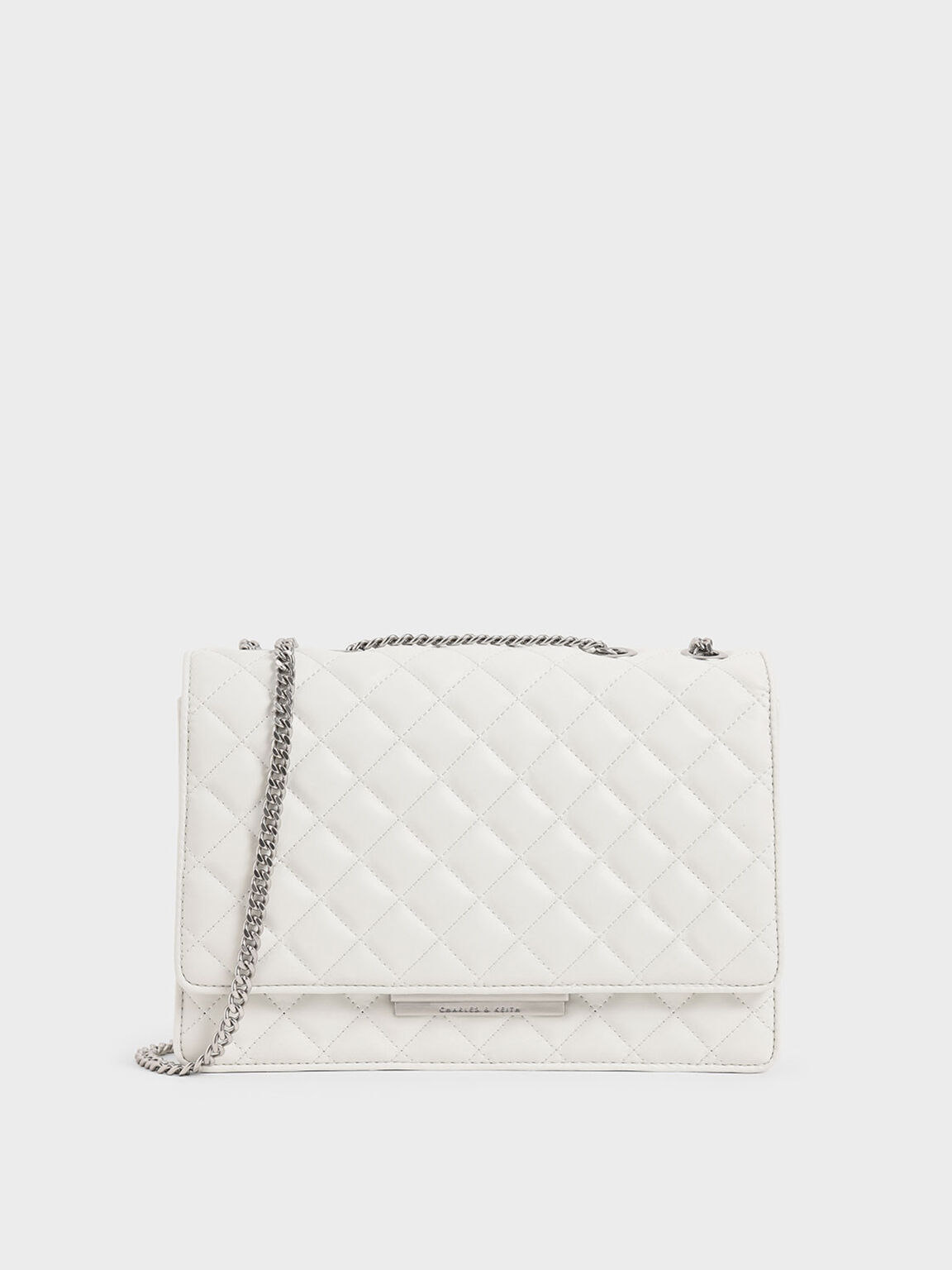 White Quilted Chain Strap Shoulder Bag - CHARLES & KEITH CA