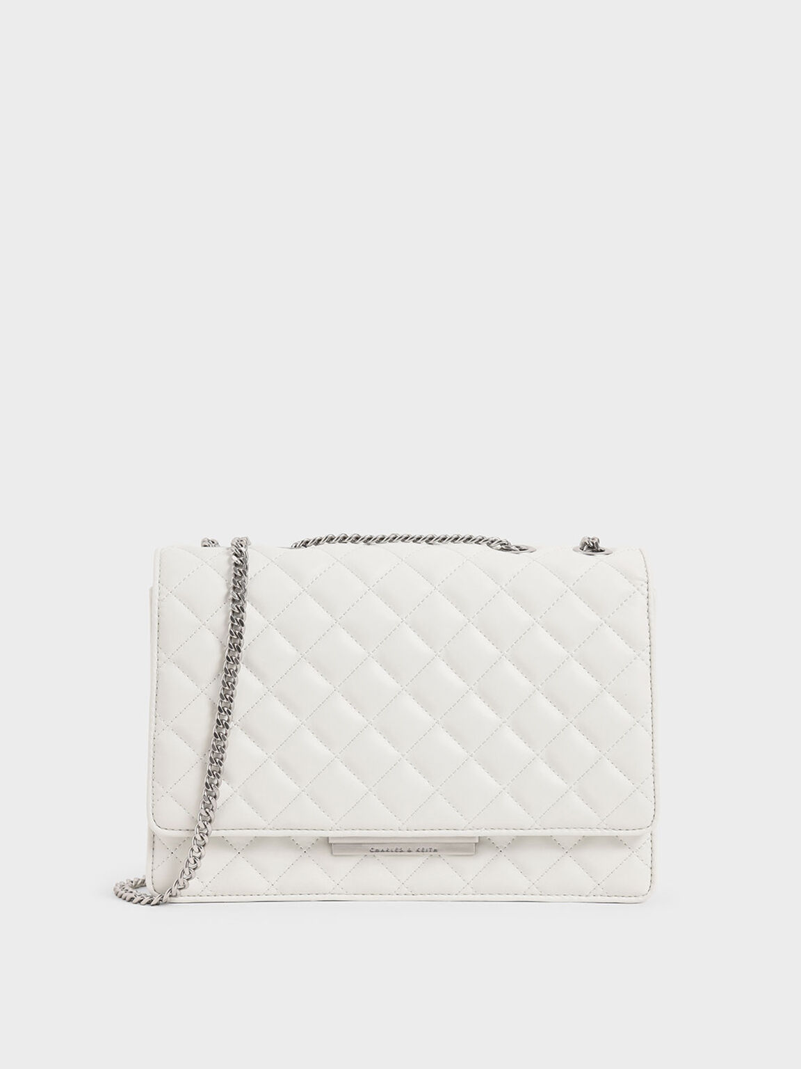 White Quilted Chain Strap Shoulder Bag Charles Keith Us