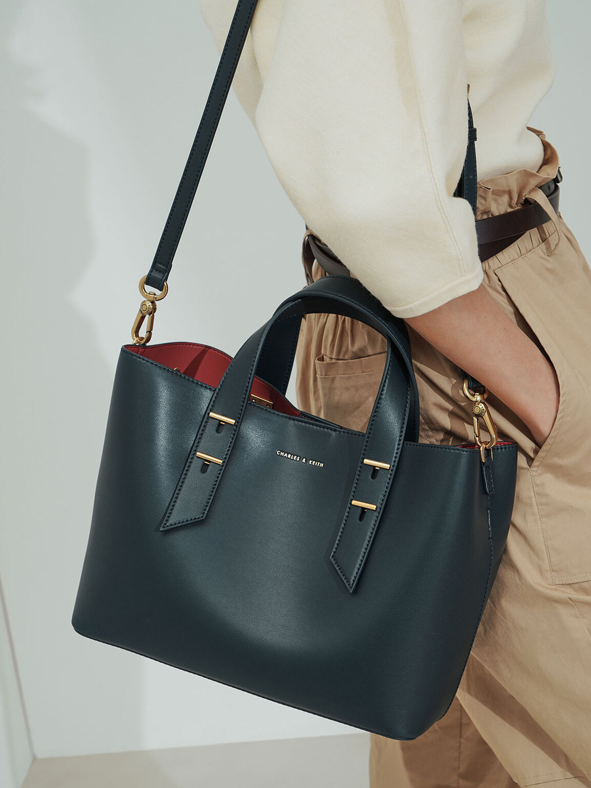 Teal Double Handle Slouchy Bag | CHARLES & KEITH HK