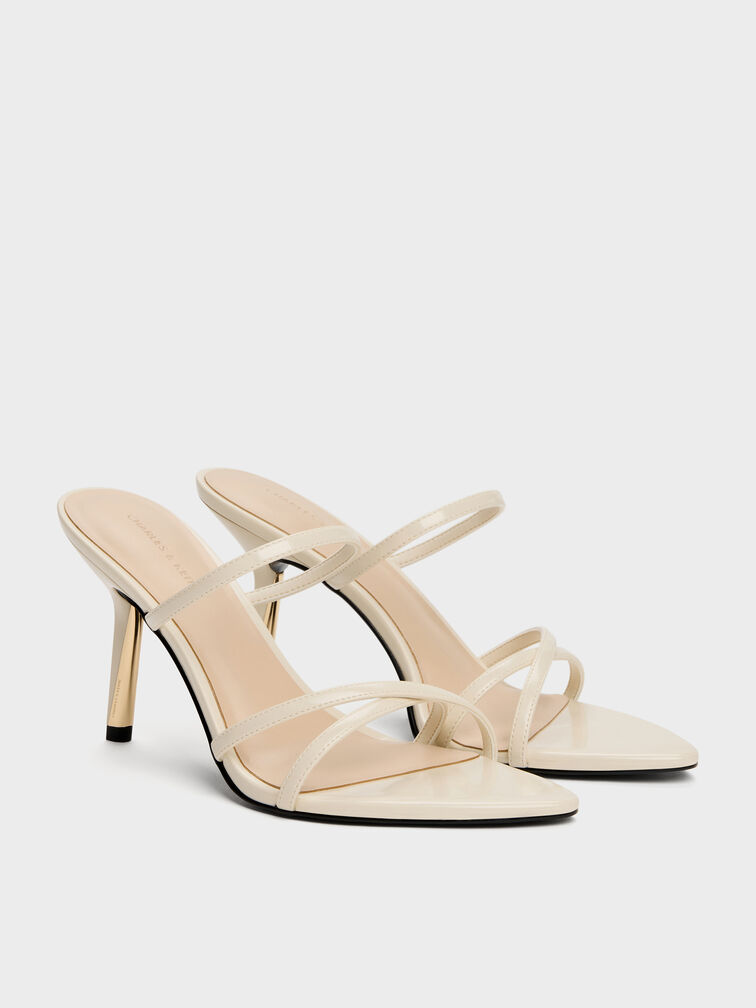 Taylen Strappy Heeled Mules, Beige, hi-res