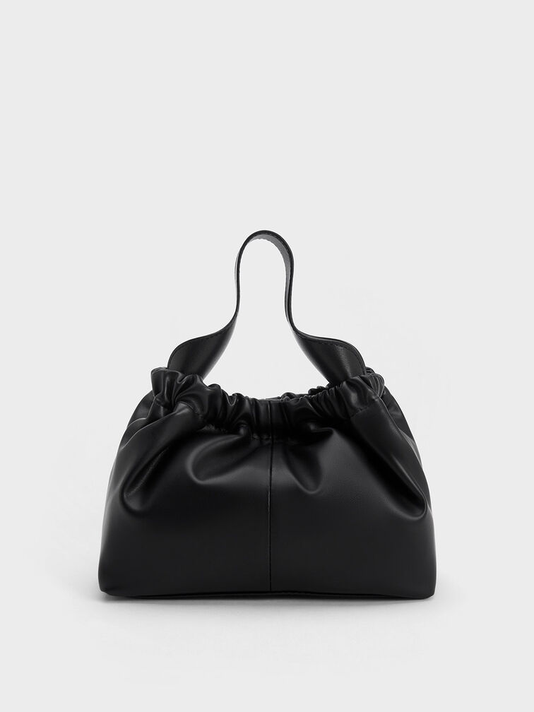Ally Ruched Slouchy Bag, Black, hi-res