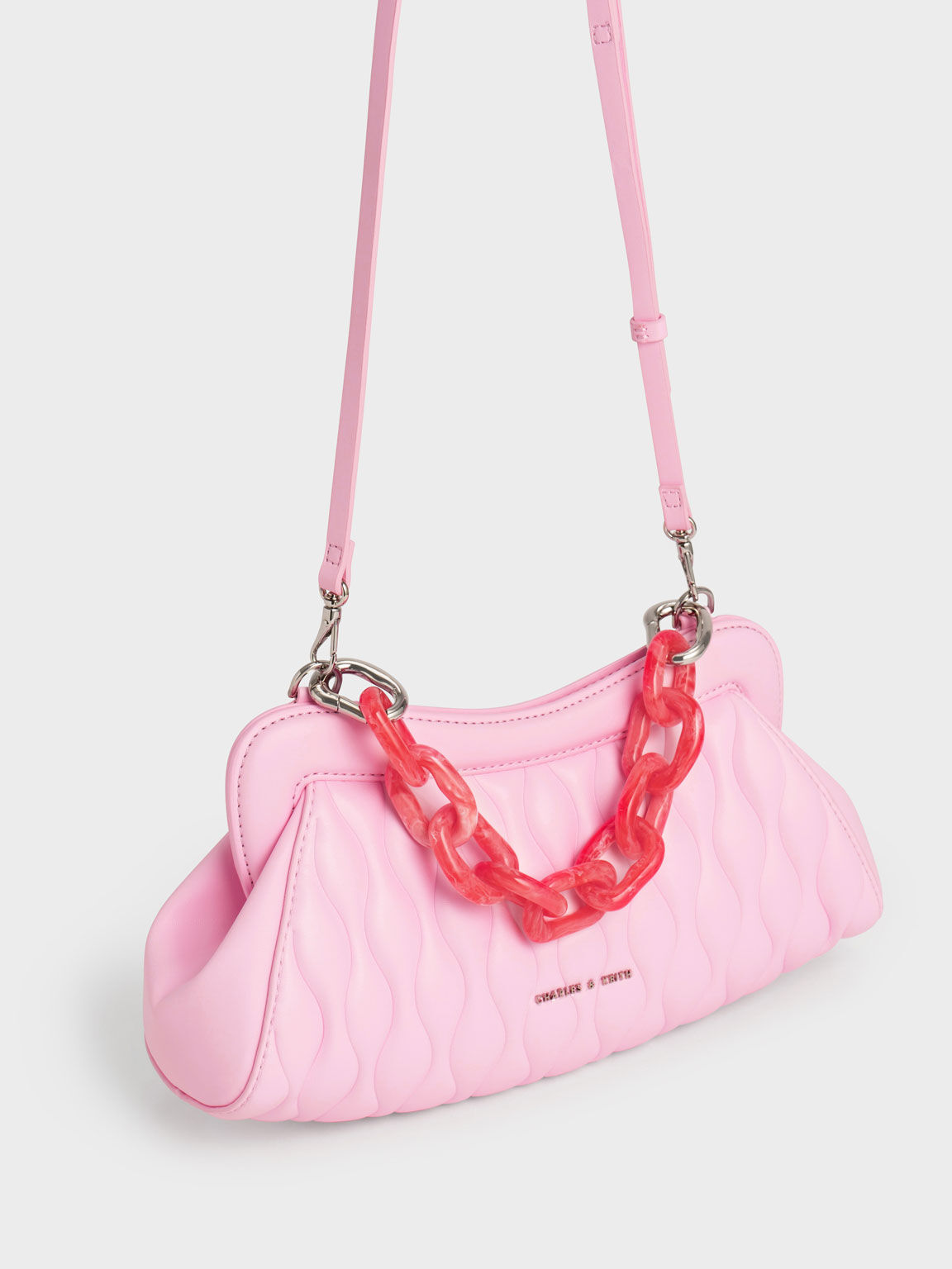 Iva Acrylic Handle Clutch, Pink, hi-res