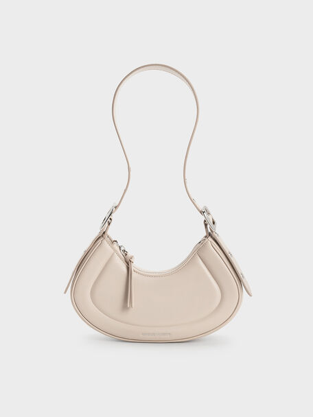 Petra Curved Shoulder Bag, Oat, hi-res