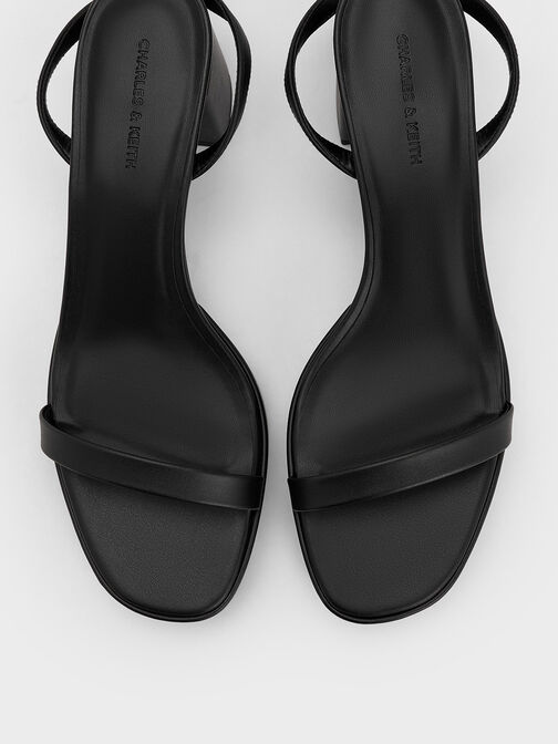 Thin-Strap Block Heel Sandals, Black, hi-res