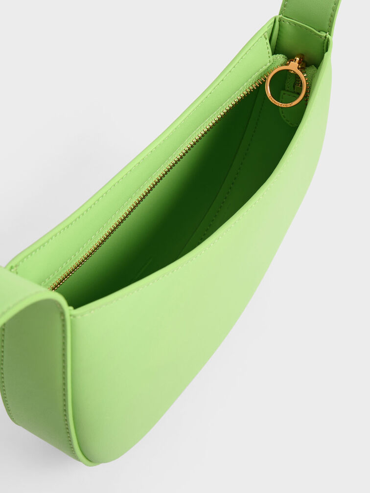 Bolso curvo al hombro, Verde, hi-res
