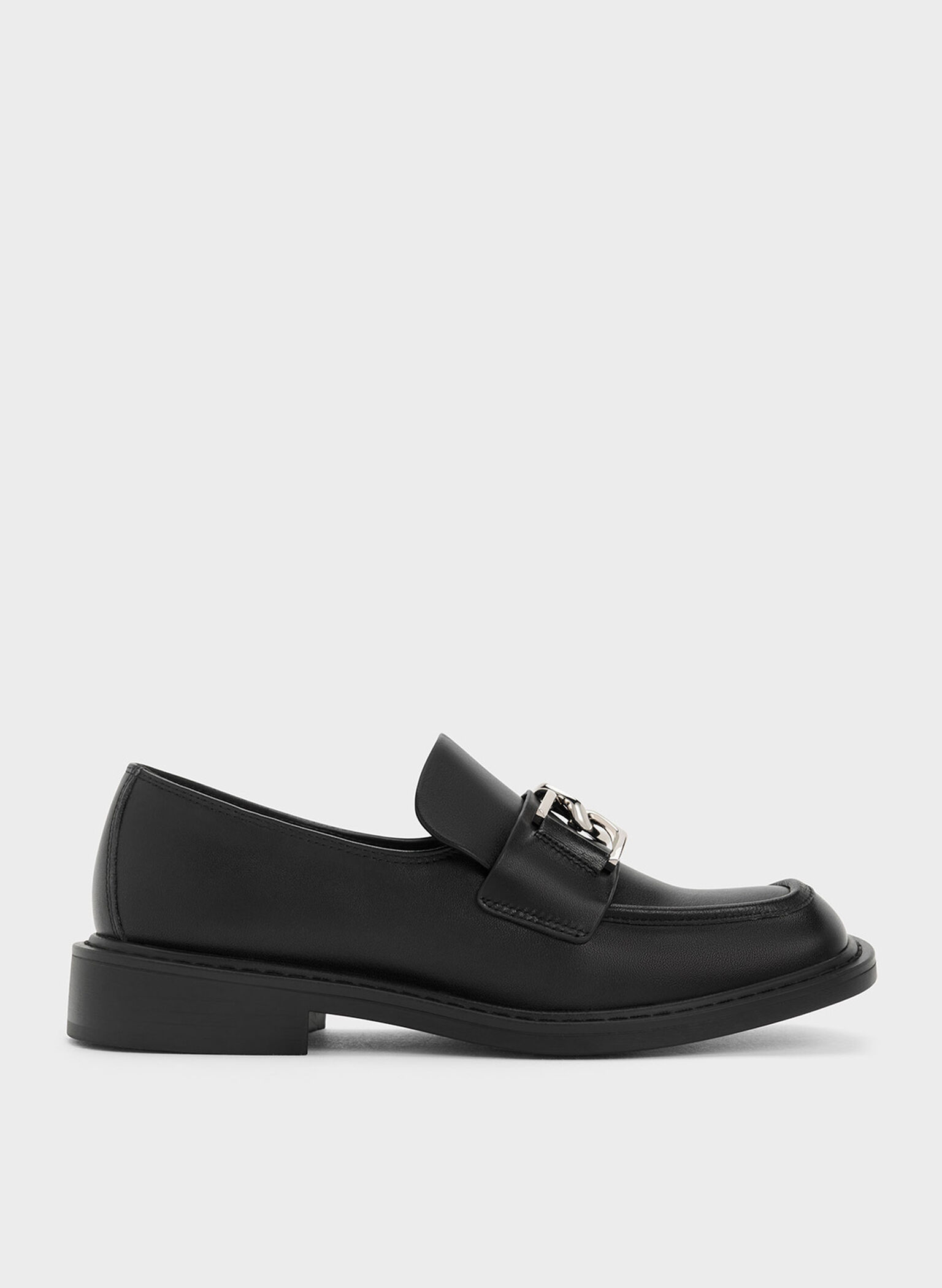 Gabine Leather Loafers, Black, hi-res