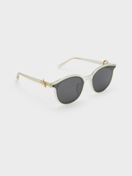 Ciara Heart-Motif Sunglasses, Mint Green, hi-res