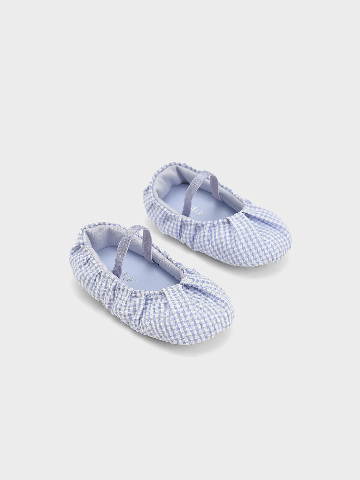 Baby Girls Check Print Ballerina Flats Blue