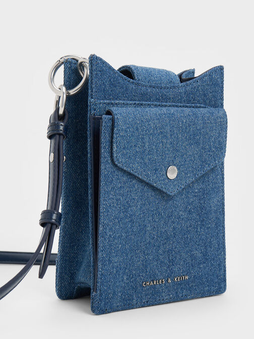 Winslet Denim Belted Phone Pouch, Denim Blue, hi-res