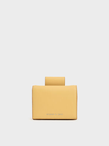 Top Tab Snap Button Wallet, Yellow, hi-res