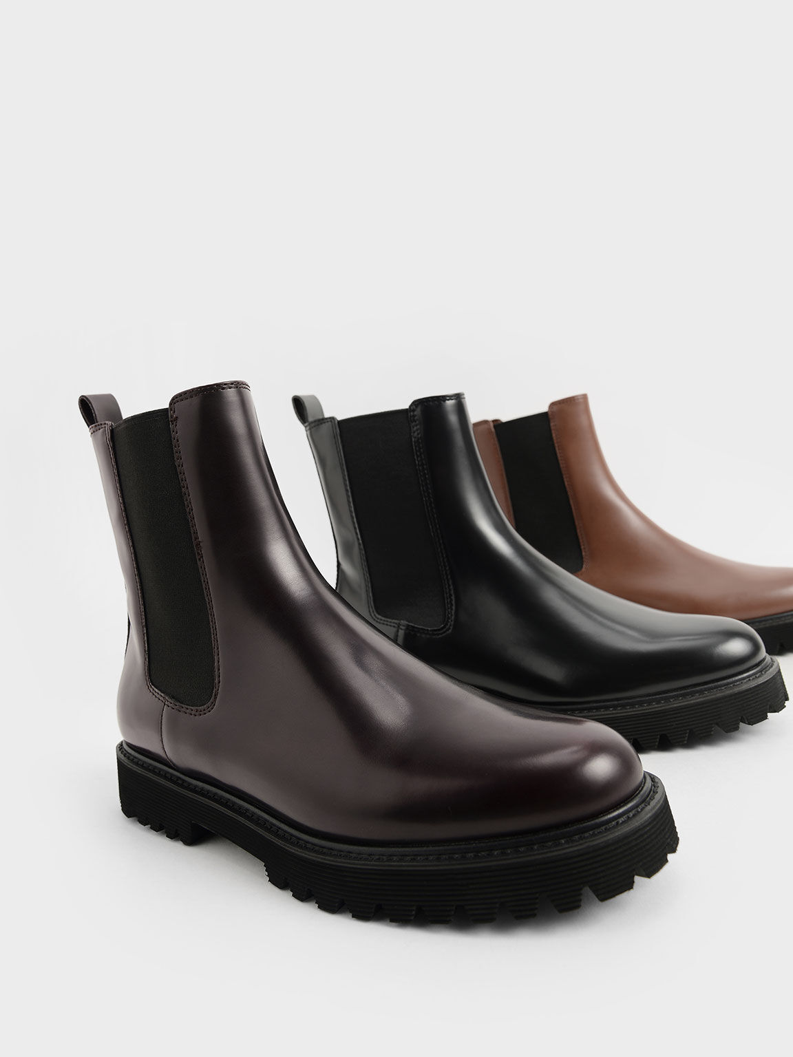 Cleated Sole Chelsea Boots, Burgundy, hi-res