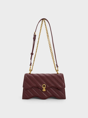 Freja Wavy Trapeze Crossbody Bag, Dark Chocolate, hi-res