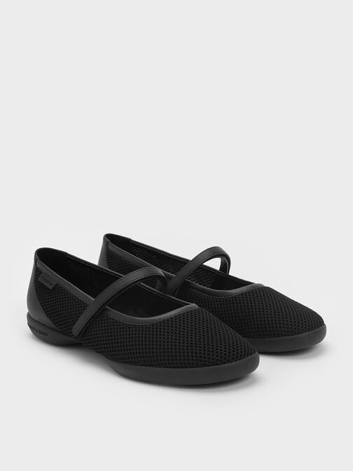 Mesh Mary Jane Sneakers, Black Textured, hi-res