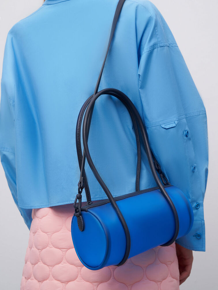 Double Handle Hobo Bag, Blue, hi-res