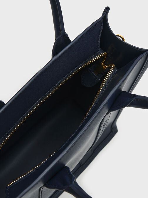 Clover Trapeze Tote Bag, Navy, hi-res